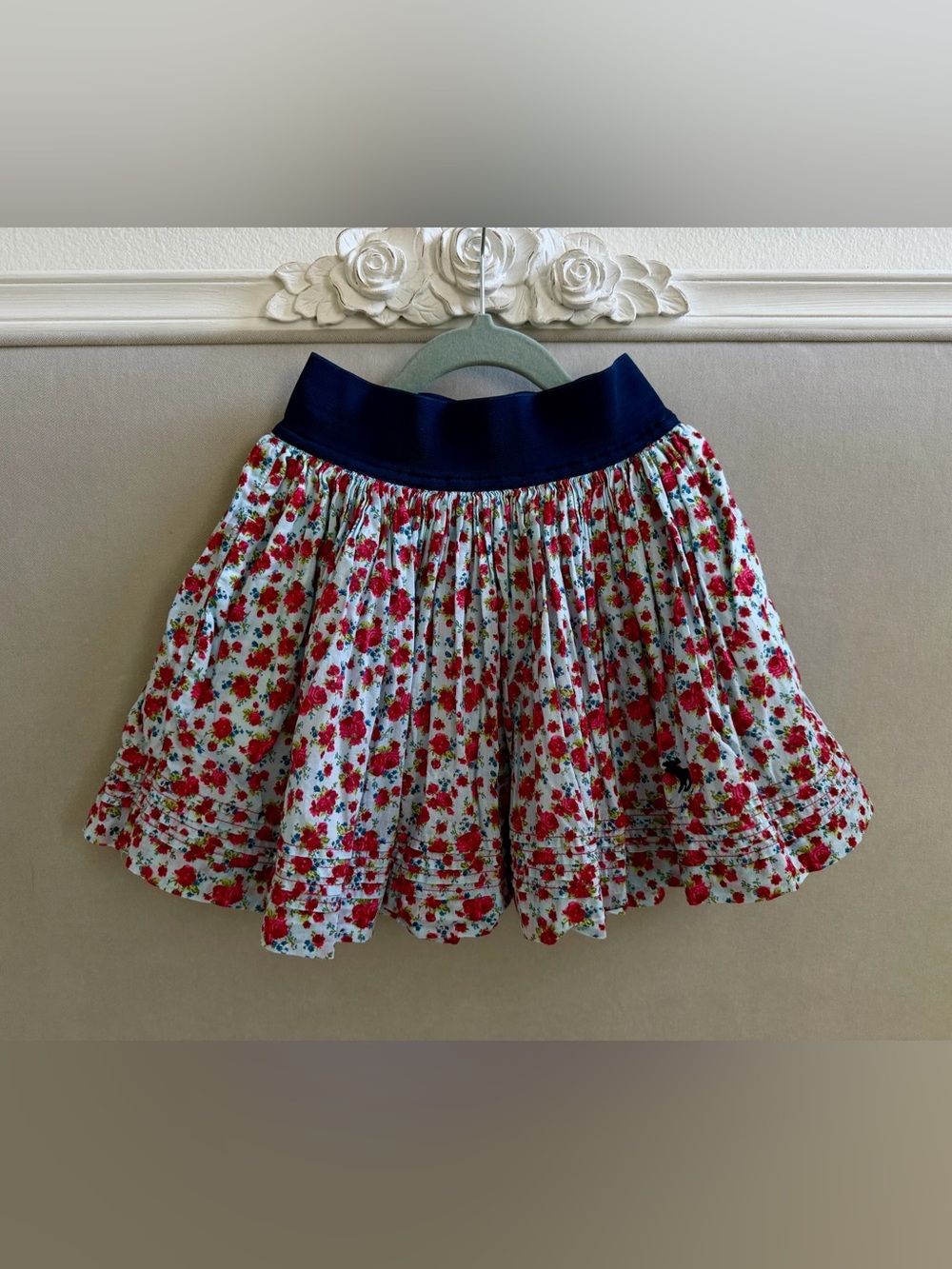 Abercrombie & Fitch Kids Girls Floral Skirt with Navy Waistband